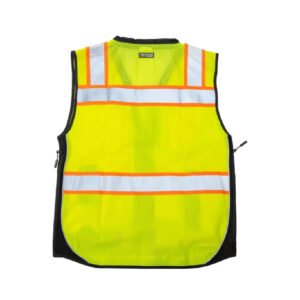 Yellow security vest with 3M hi-vis tape and multi-pockets for enhanced visibility and utility – UK Shop Hub.