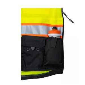 Yellow security vest with 3M hi-vis tape and multi-pockets for enhanced visibility and utility – UK Shop Hub.